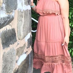 Forever 21 plus size 2x rust crochet tube maxi
